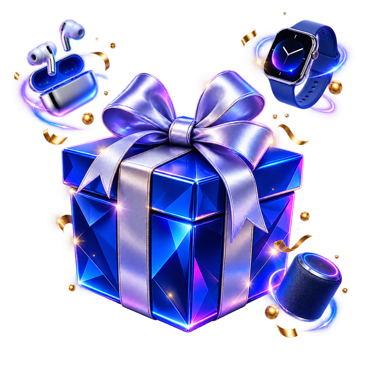 Blue deluxe mystery box with electronics